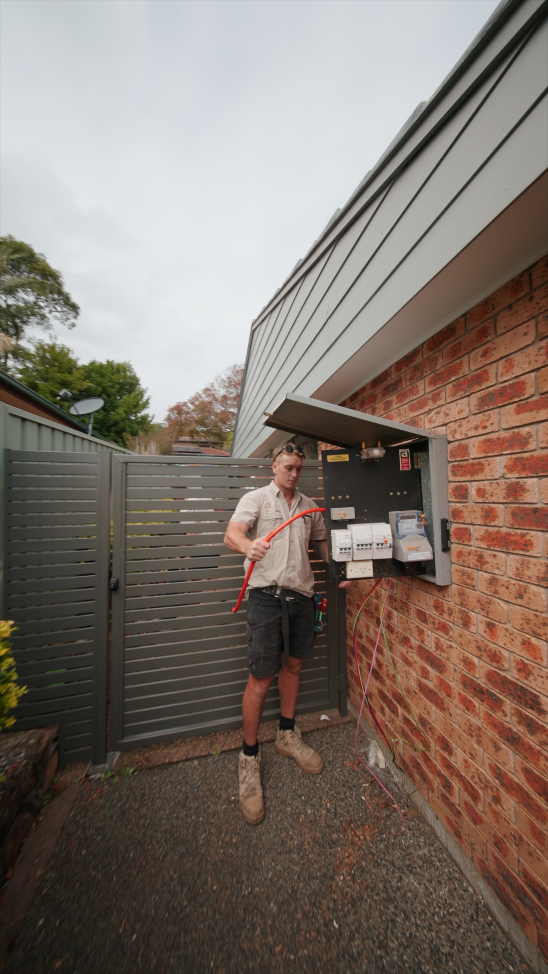 Electrician completing switchboard work